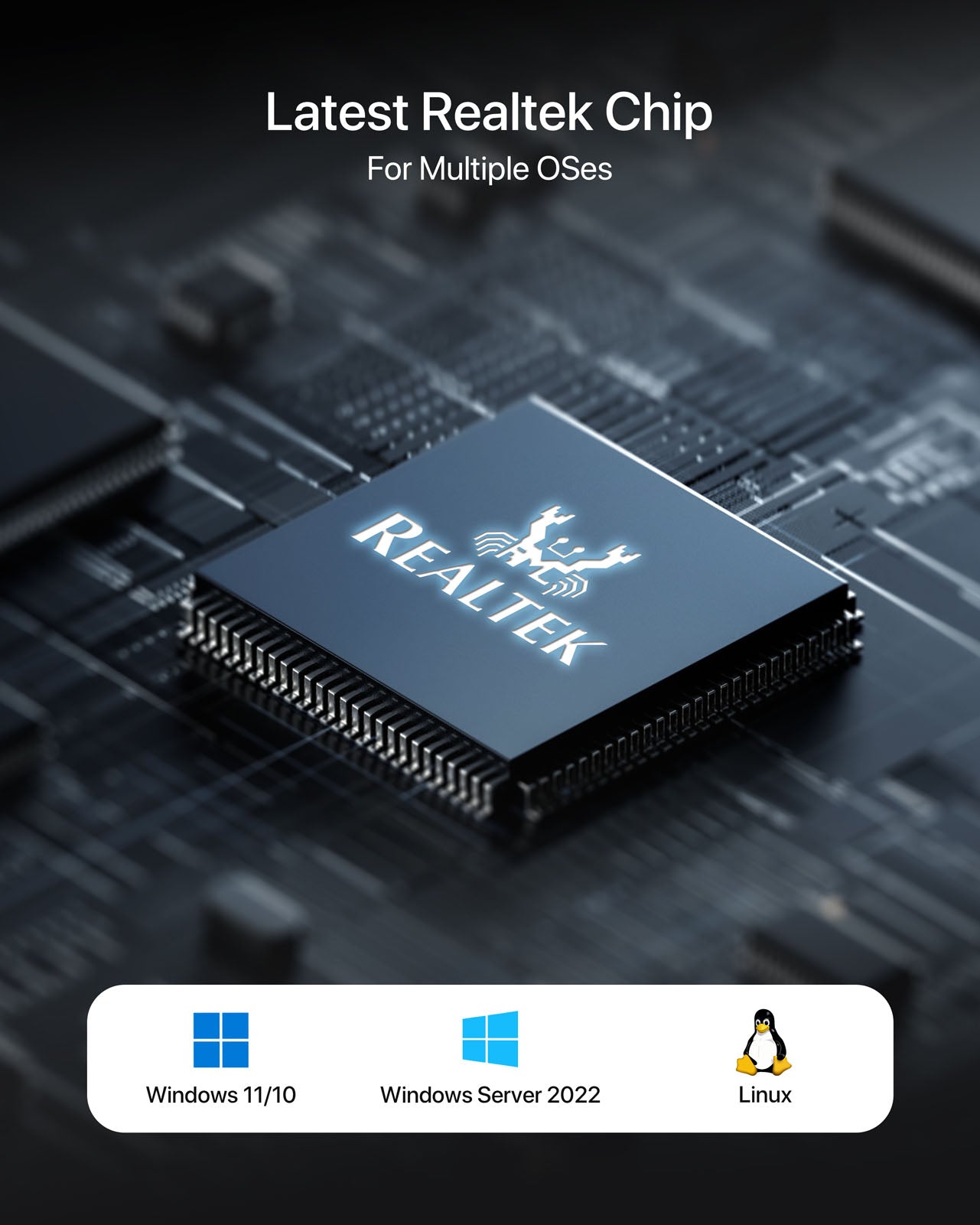 5 Gbps PCIe Network Card with Latest Realtek Chip Works with Various Operating Systems Windows 11 10 Win Server 2022