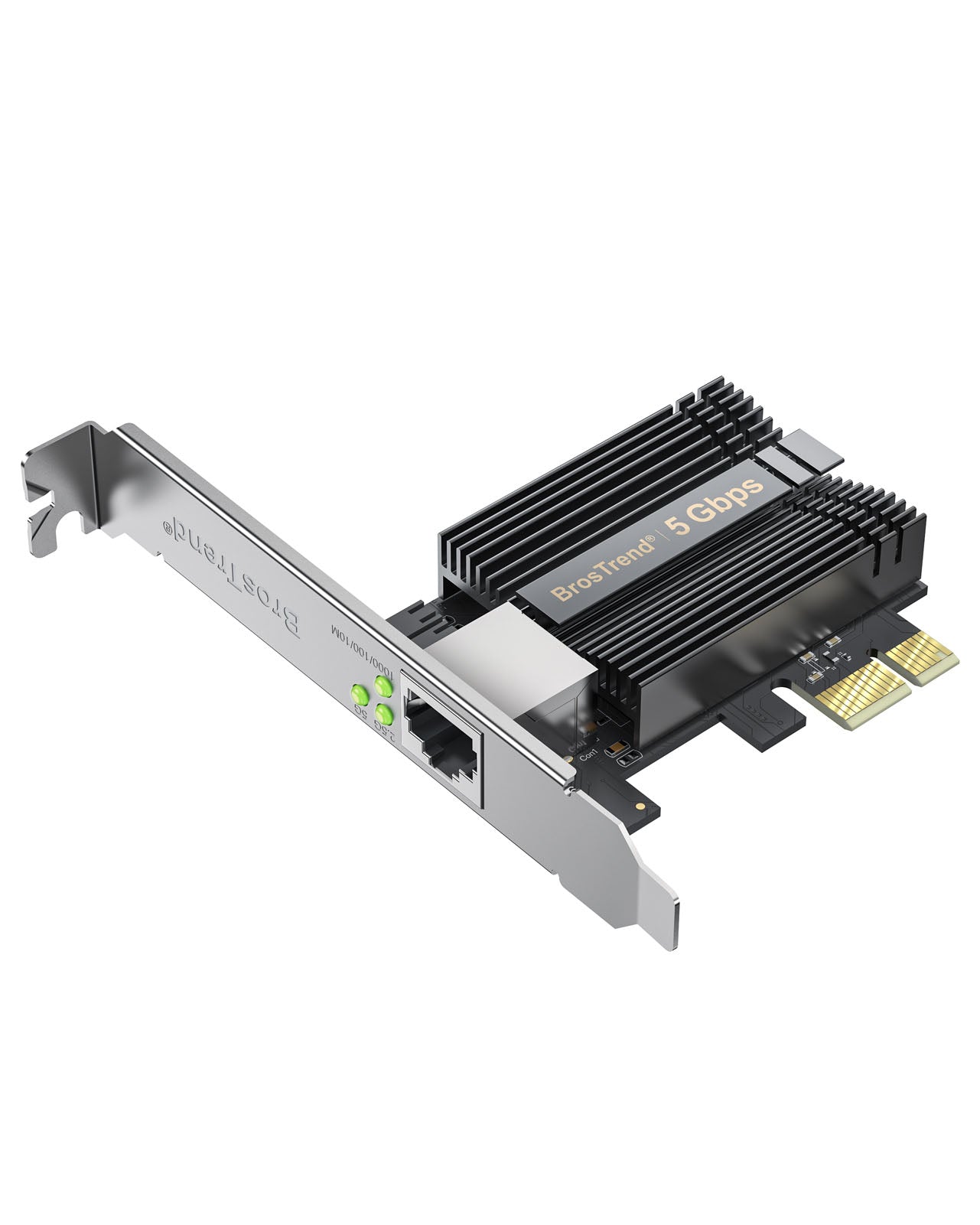 BrosTrend 5 Gbps PCIe Network Card Nic PCI Express Network Adapter for Desktop PC with 5 Gbps RJ45 Ethernet Port Multi-Gigabit Speed Compatible with Windows 11 10 Win Server 2022 Linux QoS Wake on LAN Comes with Standard and Low Profile Brackets